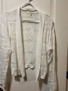 Cyrus Cream Open-Front Textured Knit Cardigan